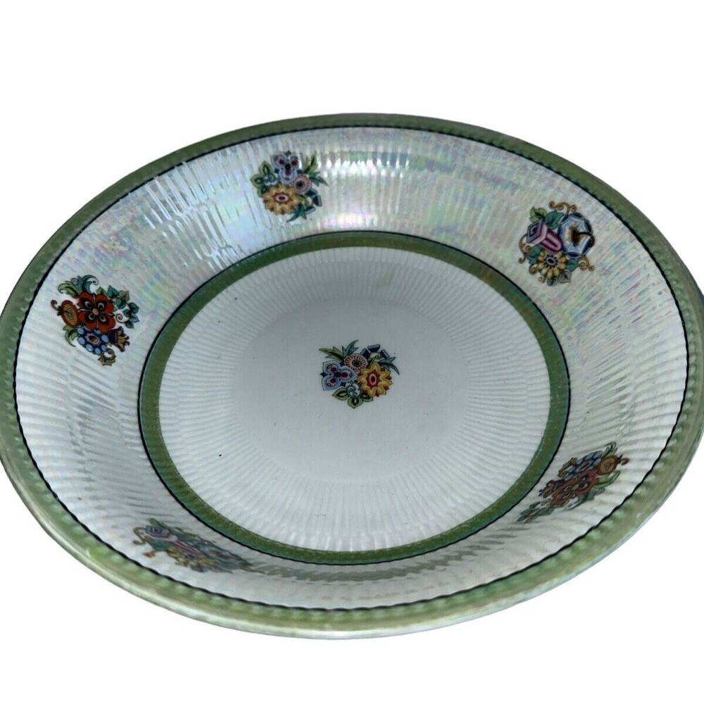 Bavaria Germany Porcelain Serving Bowl Vintage Floral Gold Scalloped Coquette